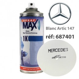 Peinture Mercedes 147 (blanc artic) - base solvantée à revernir (aérosol 400ml) - Spraymax - 1