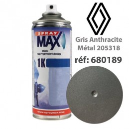 Peinture Renault 205318 (gris antracite métal) - accessoires plastiques (aérosol 400ml) - Spraymax - 1