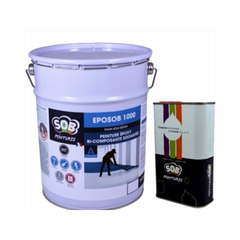 Peinture époxy 2k pour sols en béton (Kit 5Kg) Eposob 1000 - Sob Solutions 23933 979